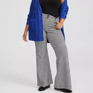 Torrid A-Line Trouser Flare Ponte Pants Size 20 Black White Plaid Houndstooth